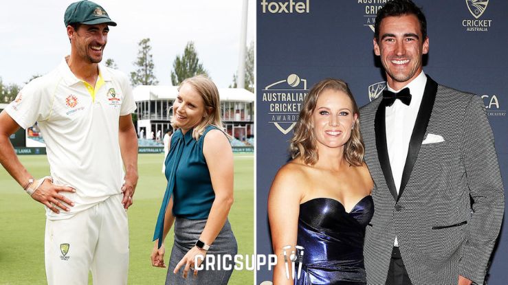 Mitchell Starc with his wife